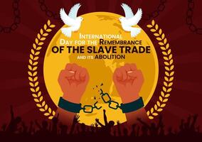 illustration for International Day of the Remembrance of the Slave Trade and its Abolition, Featuring a Handcuff and a Dove in the Background vector