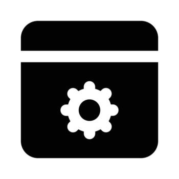 Gear inside webpage, concept icon of website setting, webpage management vector