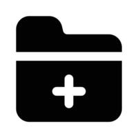 Plus sign on folder denoting icon of add folder in modern style vector