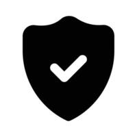 Modern icon of verified security, checkmark inside protection shield vector