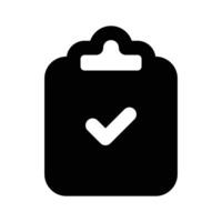Tick mark on clipboard, icon of completed task, editable design vector