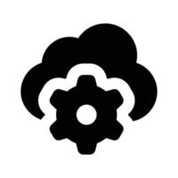 Gear with cloud showing icon of cloud setting, cloud management vector