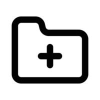 Plus sign on folder denoting icon of add folder in modern style vector