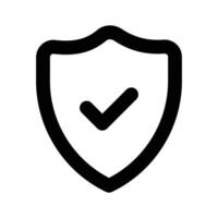 Modern icon of verified security, checkmark inside protection shield vector