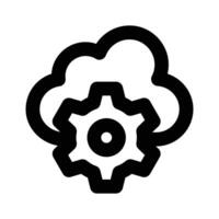 Gear with cloud showing icon of cloud setting, cloud management vector