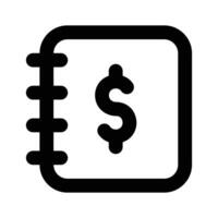 Dollar sign on notebook depicting of financial document, ready to use icon vector