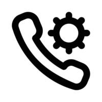 Cogwheel with phone receiver, concept icon of call setting vector