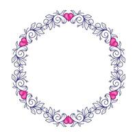 Hand drawn flat design hearts border and frame vector