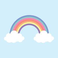 Rainbow with clouds isolated on white background vector