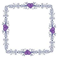 Hand drawn flat design hearts border and frame vector