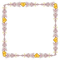 Hand drawn flat design hearts border and frame vector