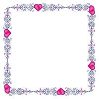Hand drawn flat design hearts border and frame vector