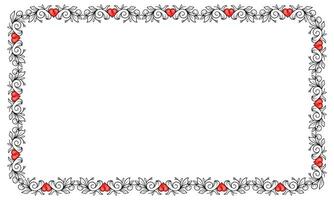 Hand drawn flat design hearts border and frame vector