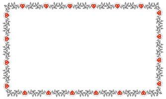 Hand drawn flat design hearts border and frame vector