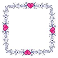 Hand drawn flat design hearts border and frame vector