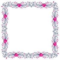 Hand drawn flat design hearts border and frame vector
