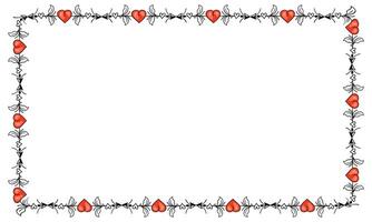 Hand drawn flat design hearts border and frame vector