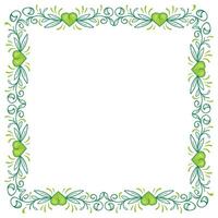 Hand drawn flat design hearts border and frame vector