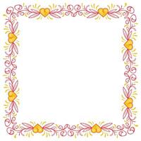 Hand drawn flat design hearts border and frame vector