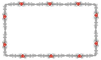 Hand drawn flat design hearts border and frame vector