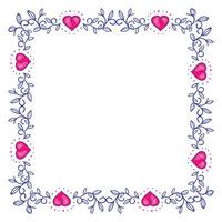 Hand drawn flat design hearts border and frame vector
