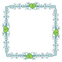 Hand drawn flat design hearts border and frame vector