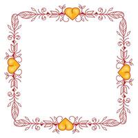 Hand drawn flat design hearts border and frame vector