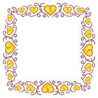 Hand drawn flat design hearts border and frame vector
