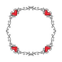 Hand drawn flat design hearts border and frame vector