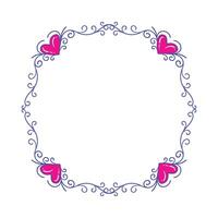 Hand drawn flat design hearts border and frame vector