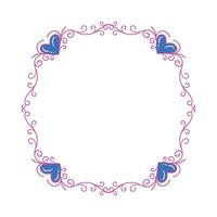 Hand drawn flat design hearts border and frame vector