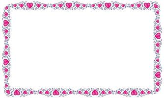 Hand drawn flat design hearts border and frame vector