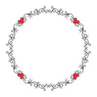 Hand drawn flat design hearts border and frame vector
