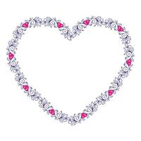 Hand drawn flat design hearts border and frame vector