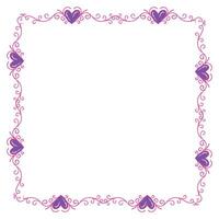 Hand drawn flat design hearts border and frame vector