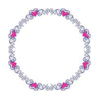 Hand drawn flat design hearts border and frame vector