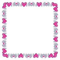 Hand drawn flat design hearts border and frame vector