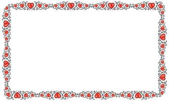 Hand drawn flat design hearts border and frame vector