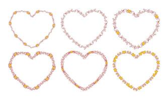 Hand drawn flat design hearts border and frame collection vector
