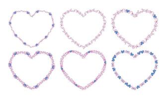 Hand drawn flat design hearts border and frame collection vector