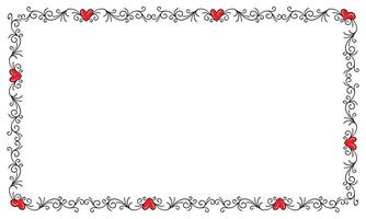 Hand drawn flat design hearts border and frame vector