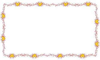 Hand drawn flat design hearts border and frame vector