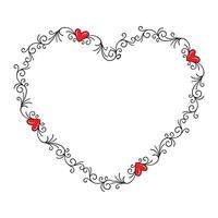 Hand drawn flat design hearts border and frame vector