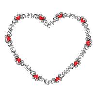 Hand drawn flat design hearts border and frame vector