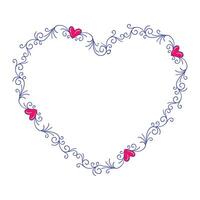 Hand drawn flat design hearts border and frame vector