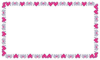 Hand drawn flat design hearts border and frame vector