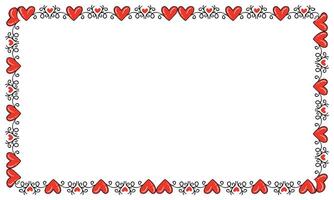 Hand drawn flat design hearts border and frame vector