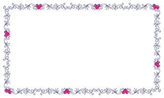 Hand drawn flat design hearts border and frame vector