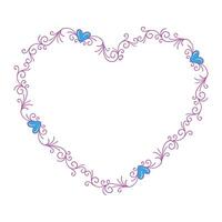Hand drawn flat design hearts border and frame vector