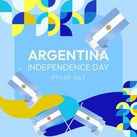 Argentina Independence Day banner in modern geometric style. Square banner for website and social with typography. Background for National holiday celebration. Happy Independence Day of Argentina vector